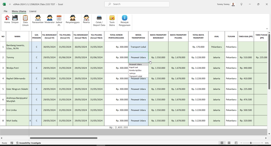 Input Nama Penyelenggara